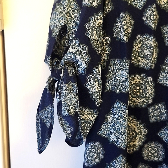 Michael Kors Womens Blue Tunic Style Short Sleeve Top - Picture 4 of 6